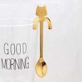 Stainless Steel Cat bear Coffee Spoons Strring Spoon long handle Teaspoon Tea Spoon Dessert scoop Tableware Gold cutlery