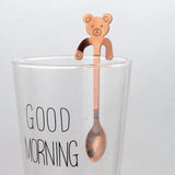 Stainless Steel Cat bear Coffee Spoons Strring Spoon long handle Teaspoon Tea Spoon Dessert scoop Tableware Gold cutlery