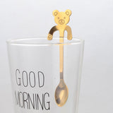 Stainless Steel Cat bear Coffee Spoons Strring Spoon long handle Teaspoon Tea Spoon Dessert scoop Tableware Gold cutlery